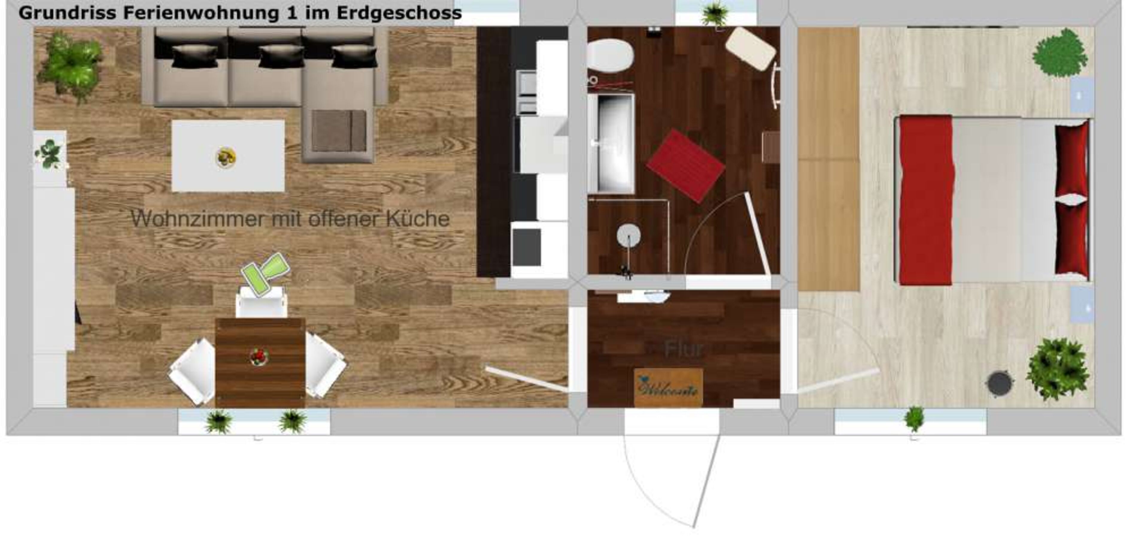 Grundriss der FeWo I