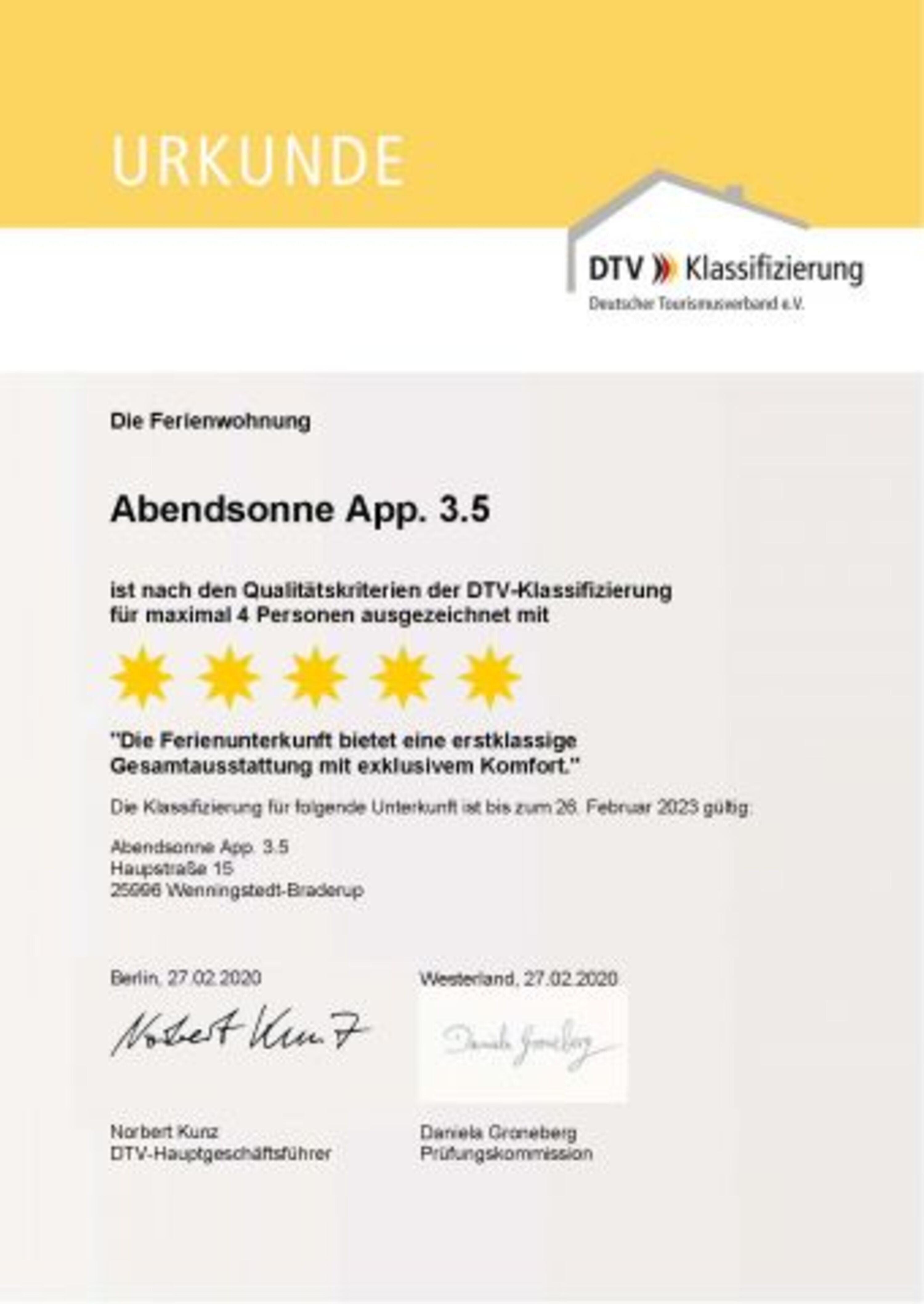 DTV 5 Sterne Zertifizierung