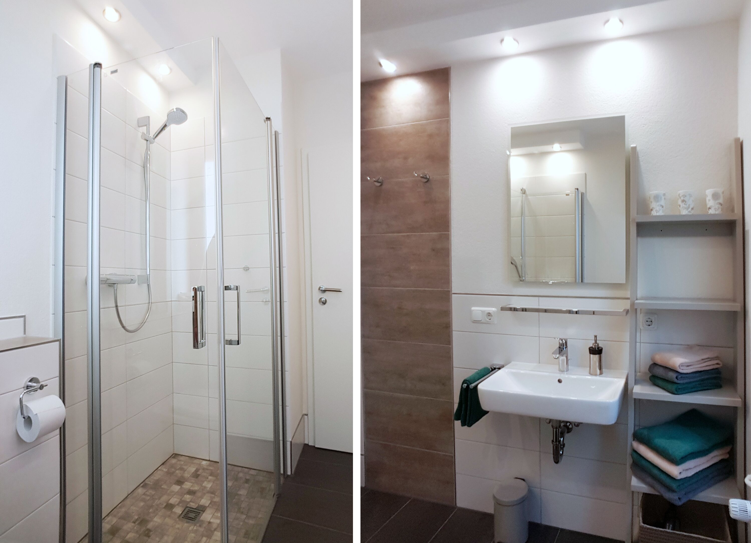 Bad mit Aussenfenster, Dusche und WC, Fön