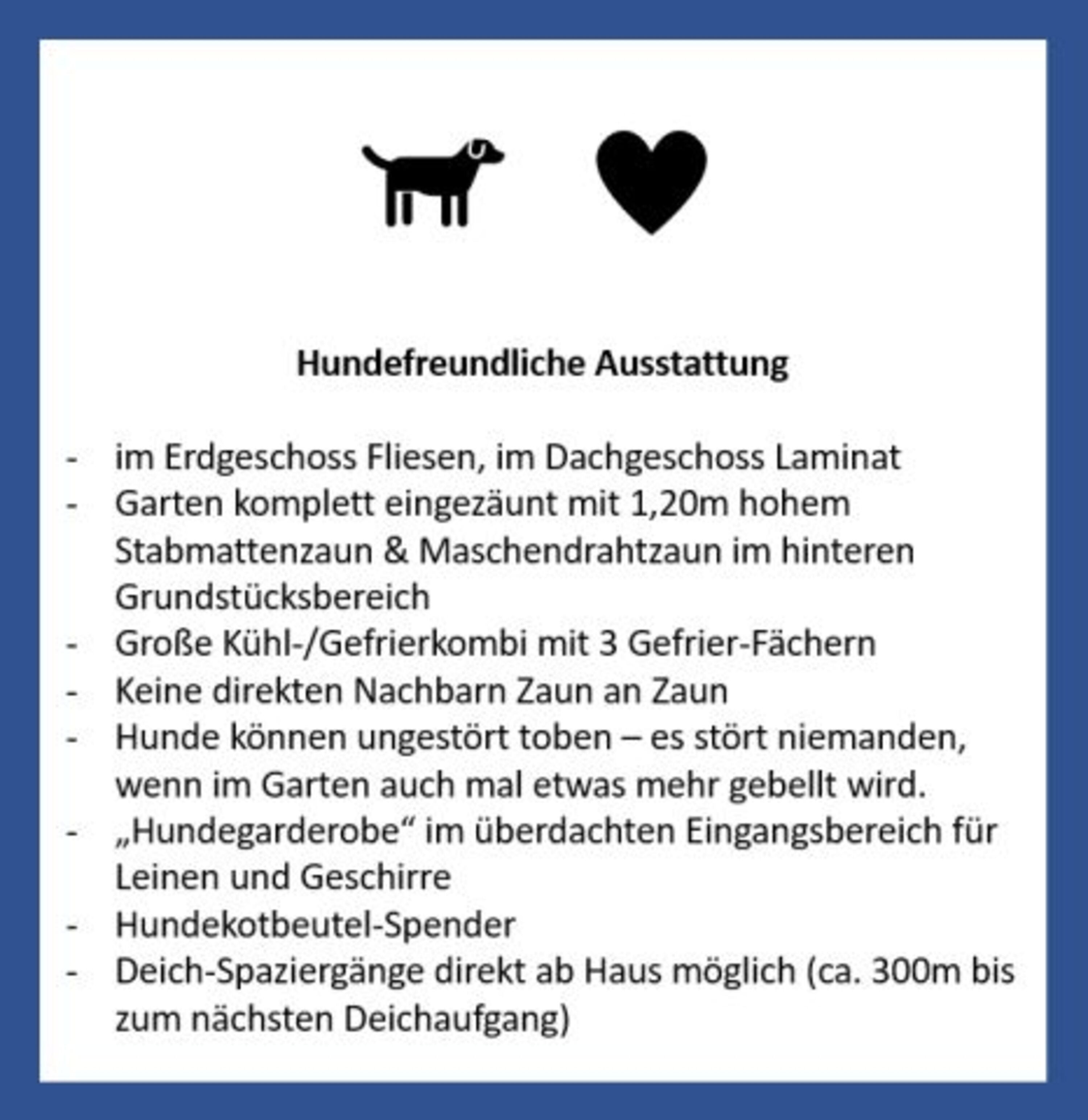 Hundefreundliche Ausstattung