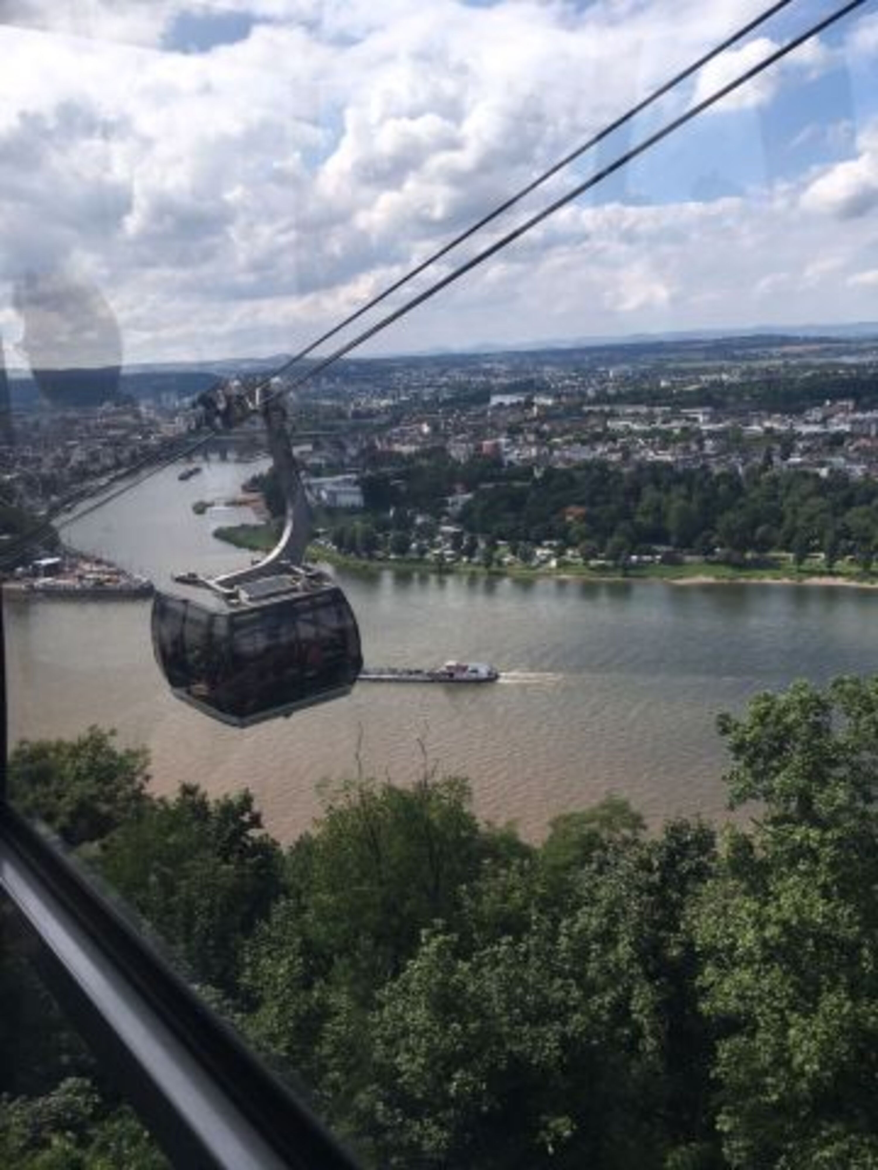 Blick aus der Gondel über den Rhein
