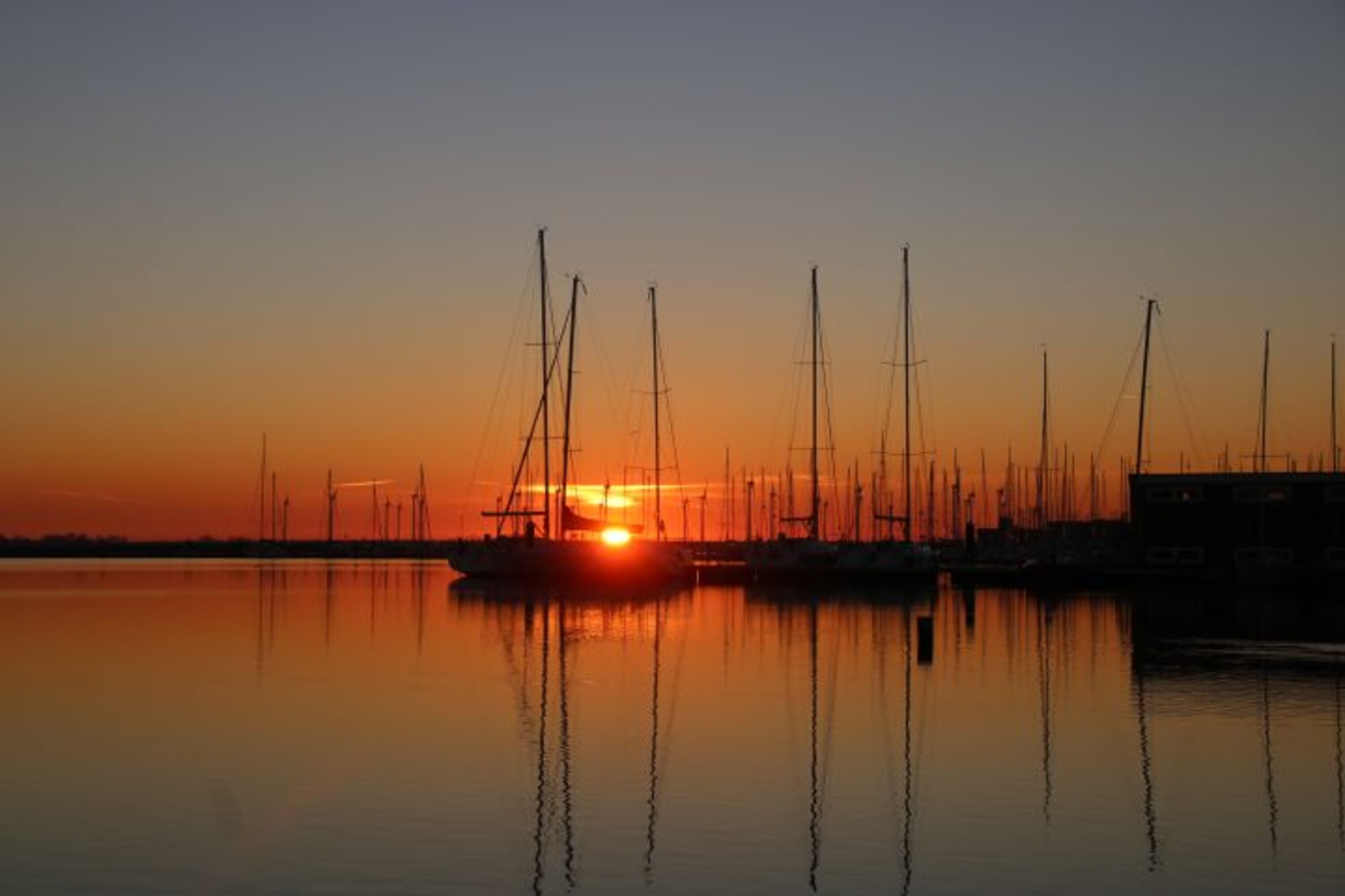 Sonnenaufgang am Hafen