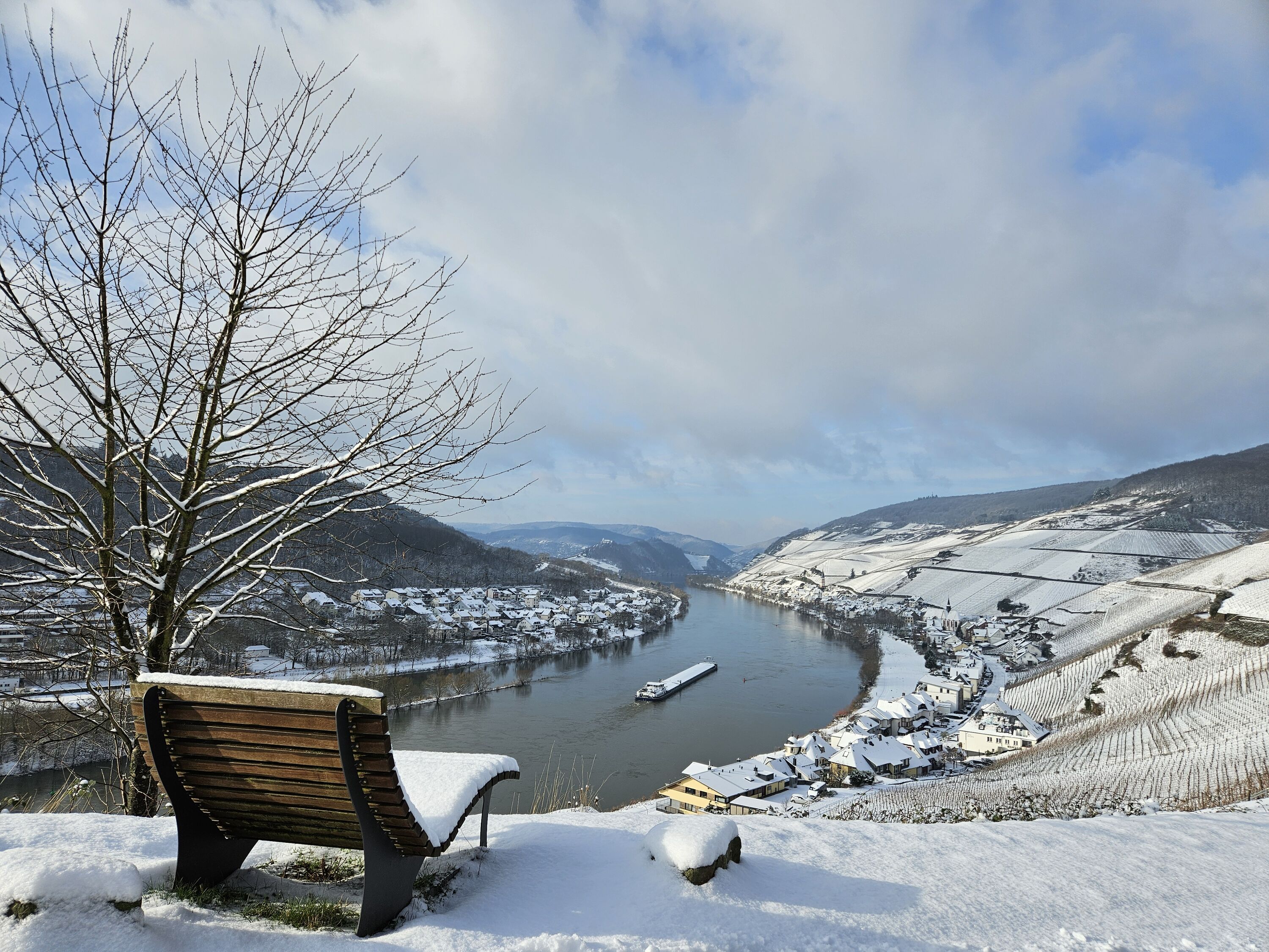 Aussicht im Winter von Zell Richtung Bullay