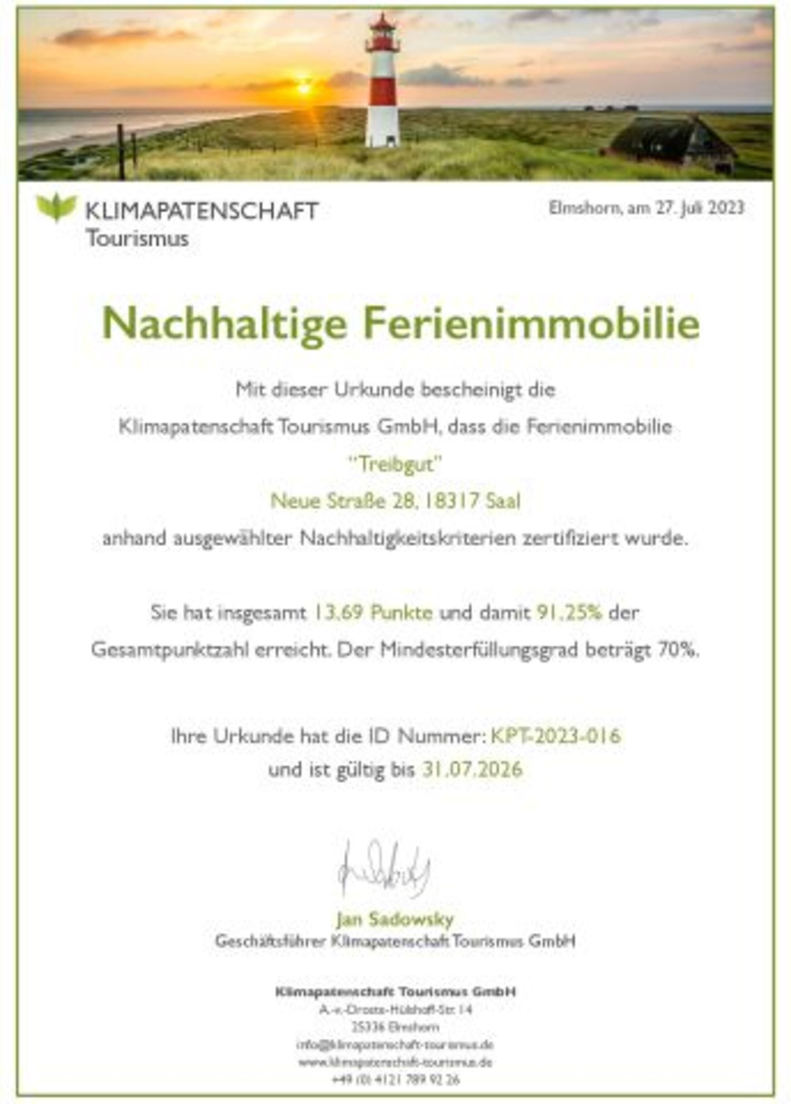 Nachhaltigkeits-Zertifikat