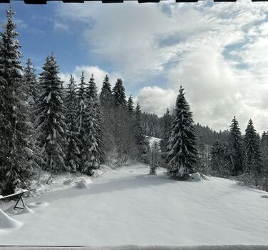 Ausblick vom Balkon im Winter