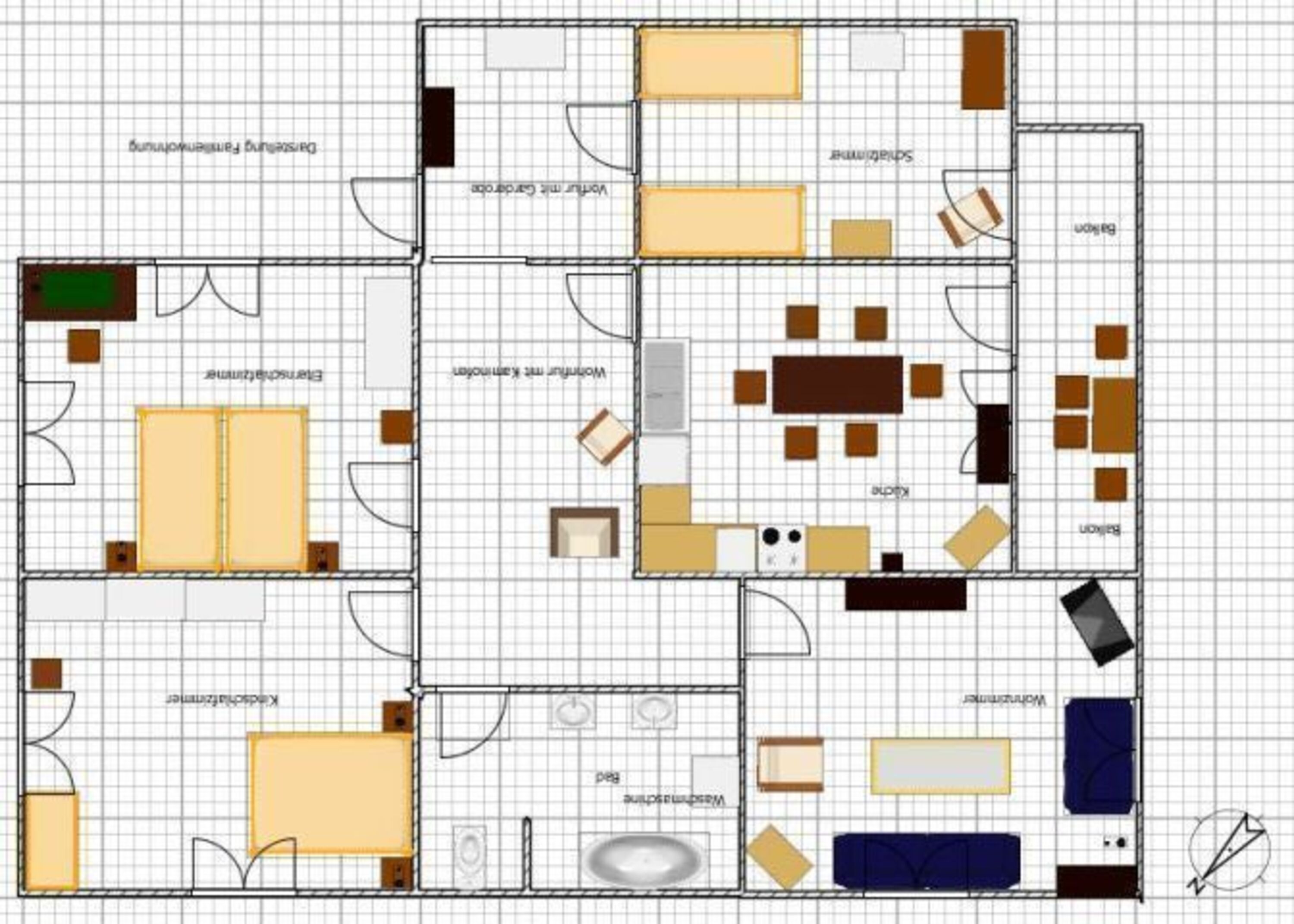 Übersichtlicher Grundriß des Hauses mit allen Wohn- und Schlafbereichen