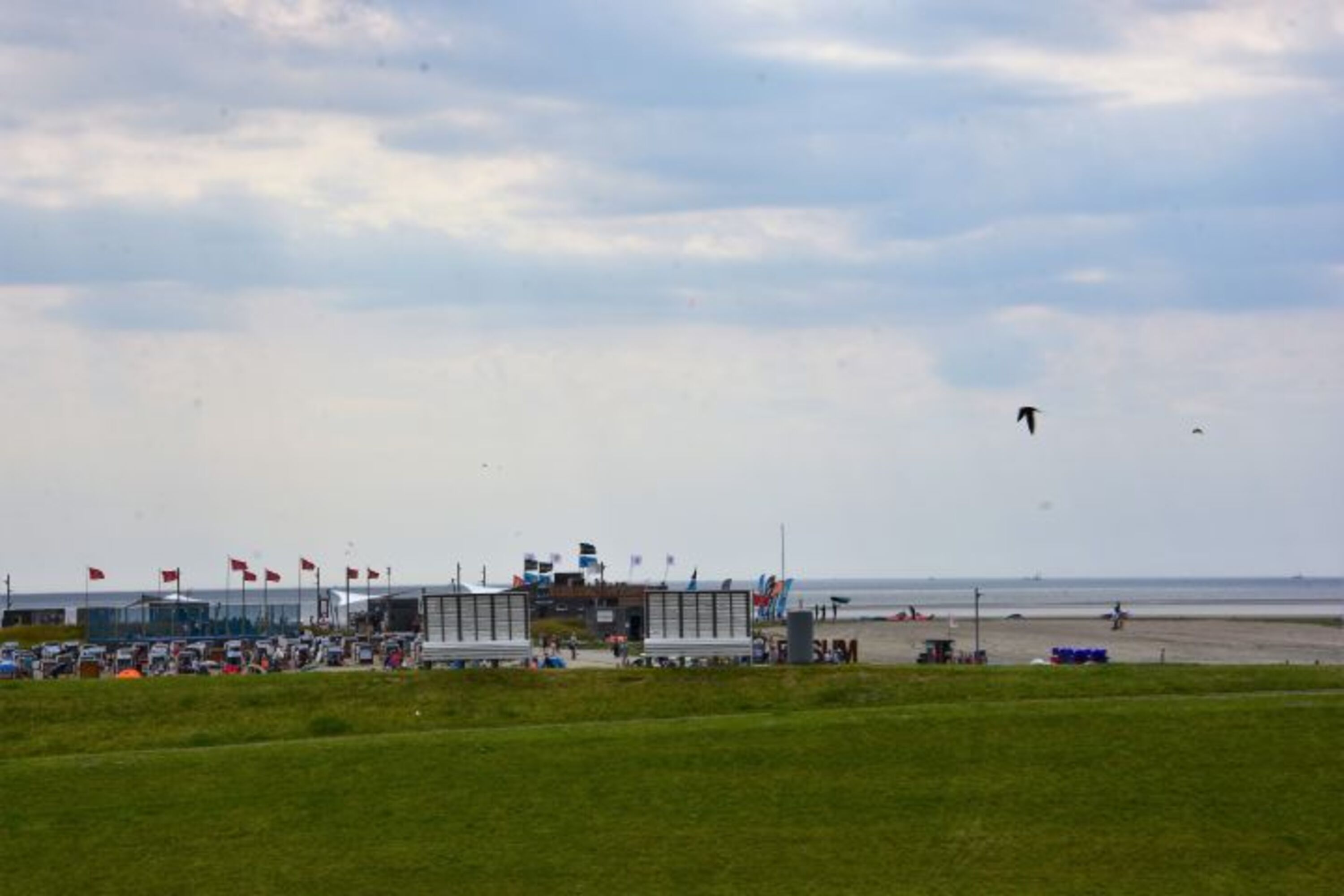Blick auf Kitesurfer