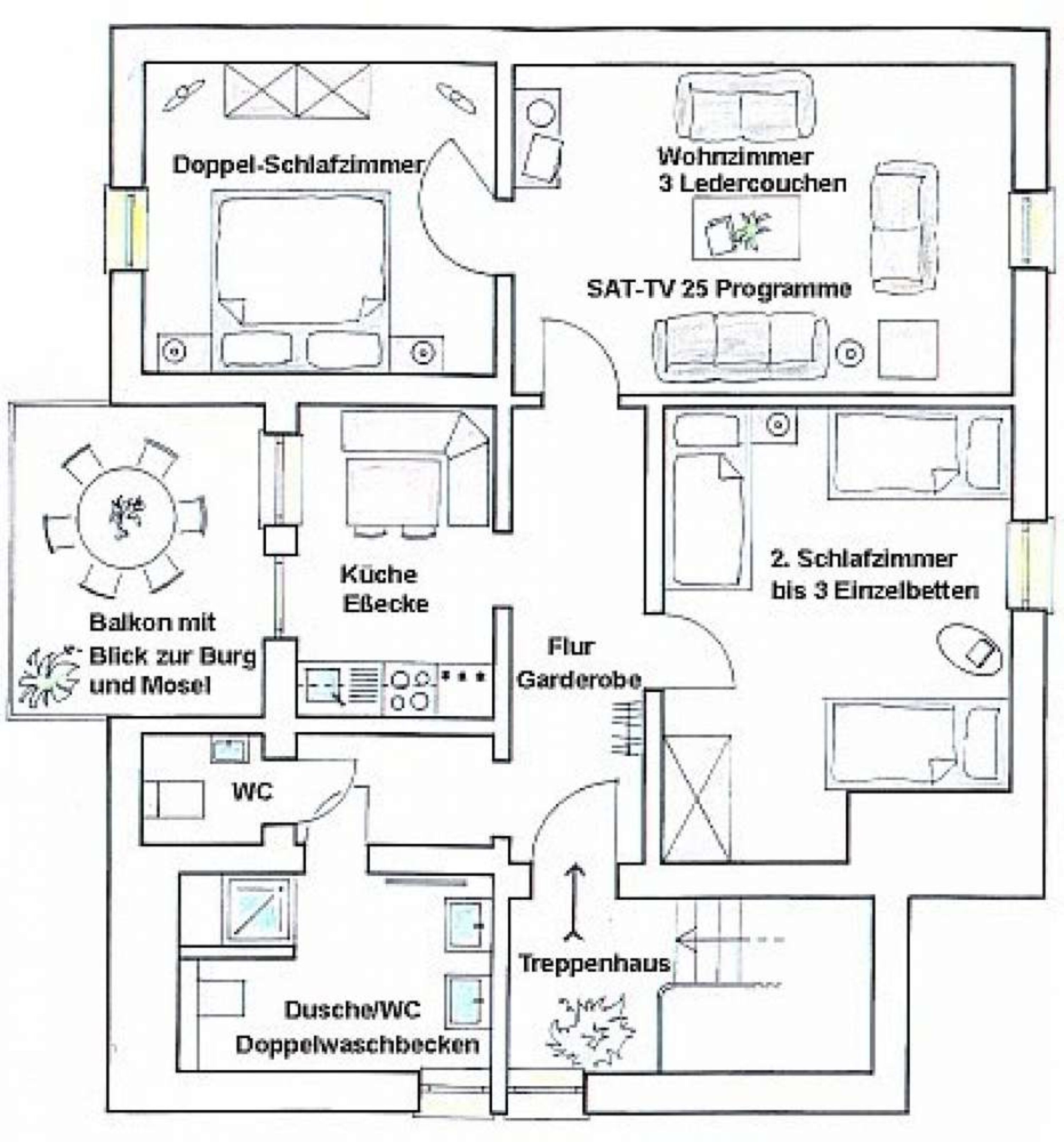 Grundriss FeWo - Typ 2 (3-5 Personen)