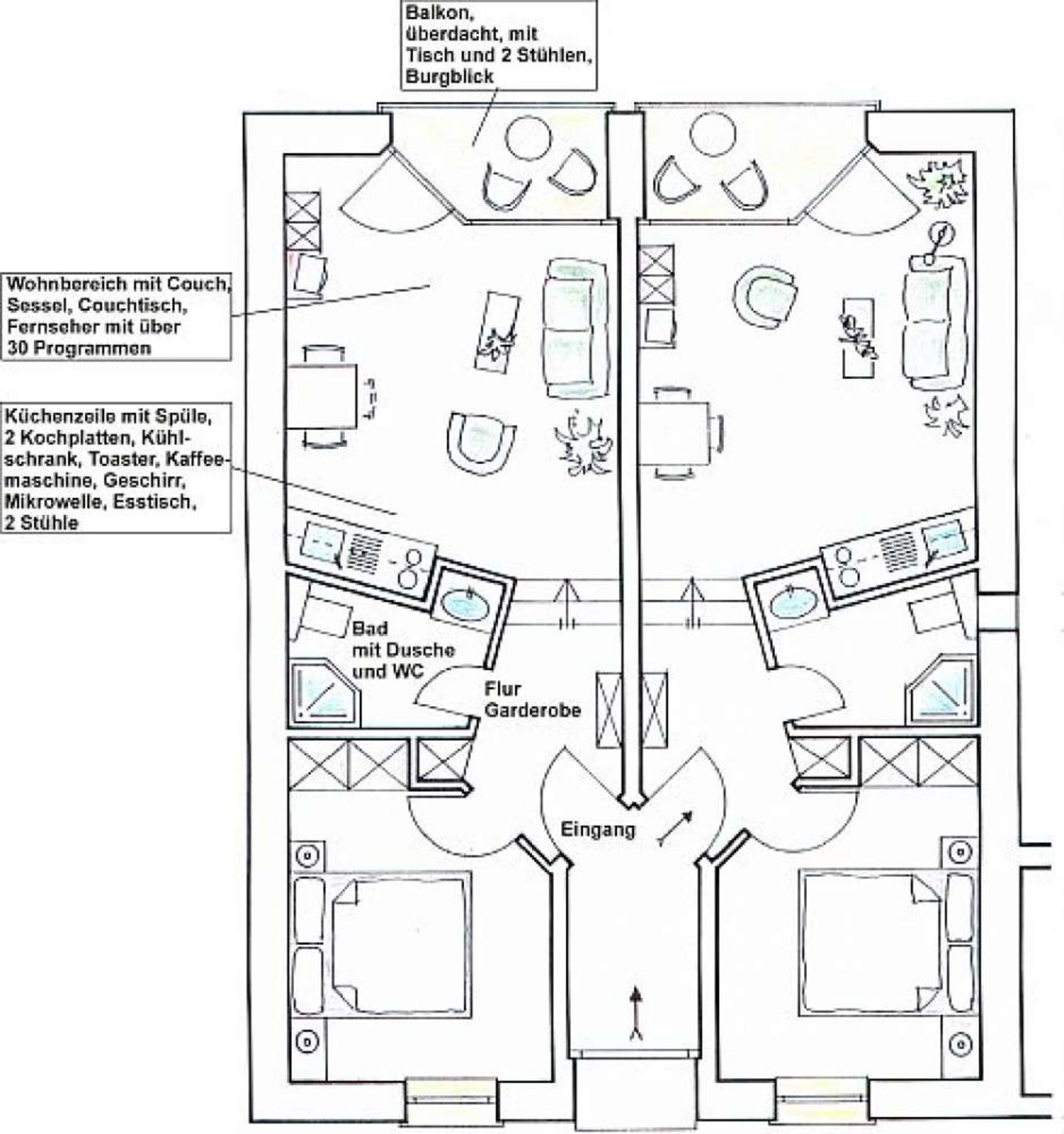 Grundriss FeWo - Typ 3 (2 Personen)