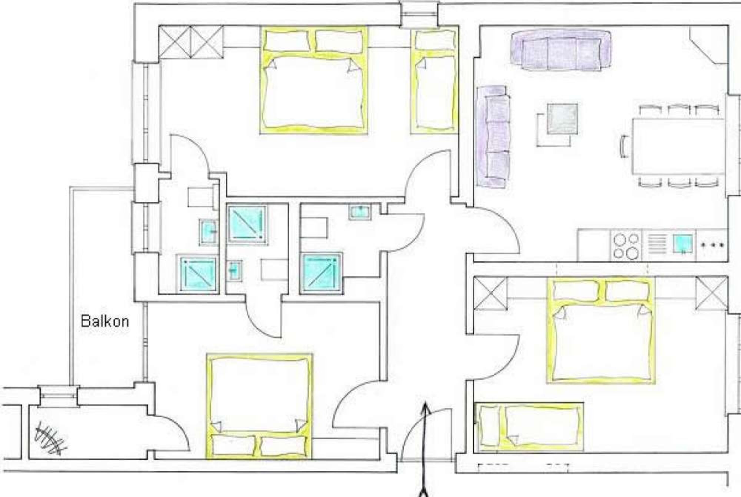 Grundriss FeWo - Typ 5 (3-8 Personen)