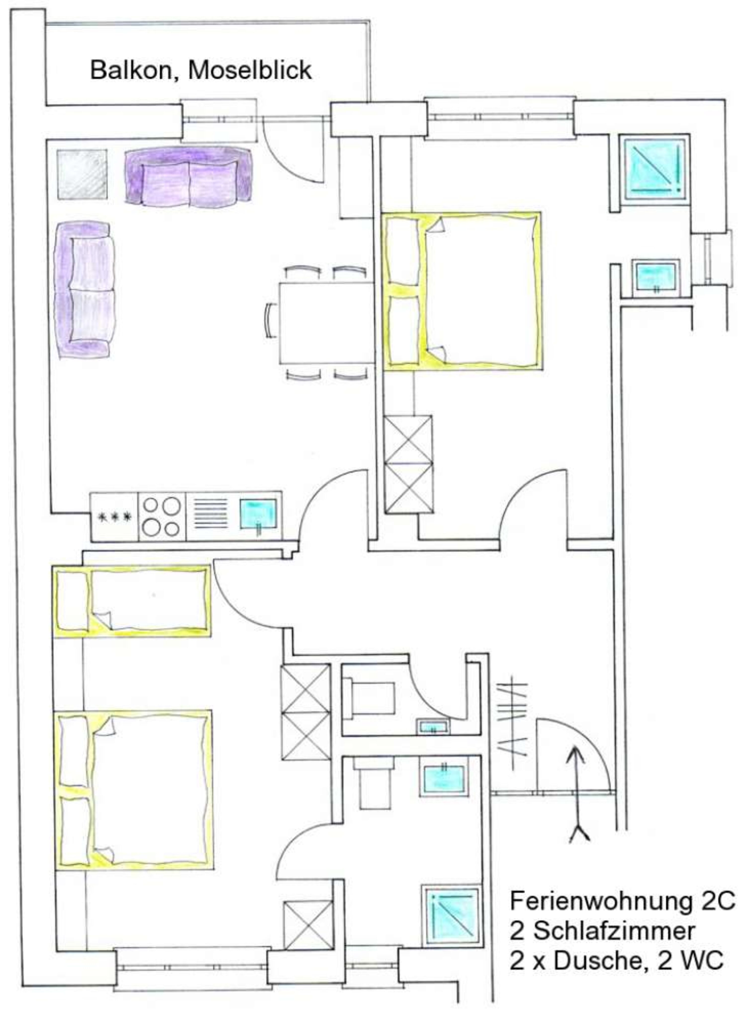 Ferienwohnung 2C Grundriss