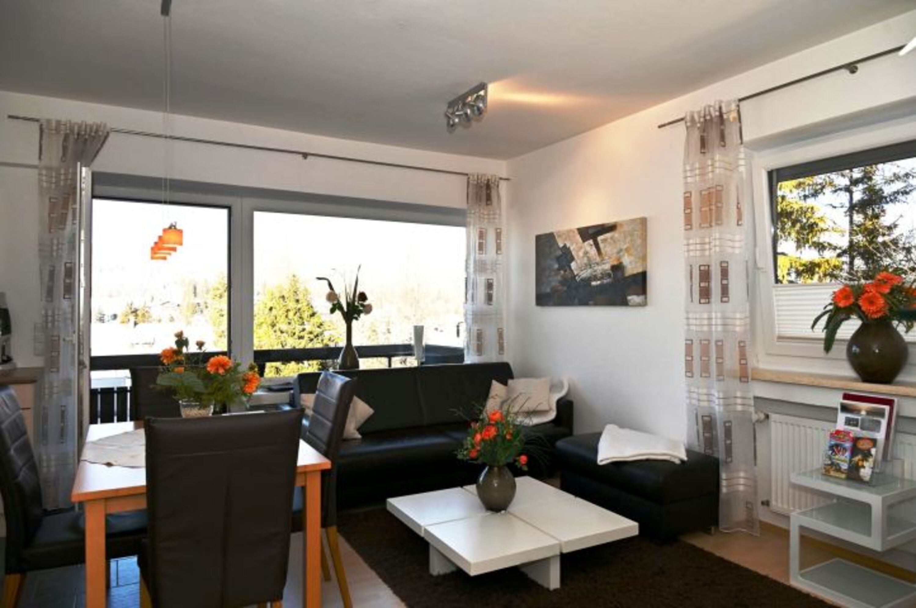 Wohnzimmer mit zusätzlichem Bett in der Couch